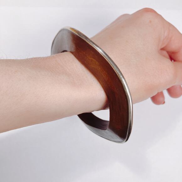 Signed Silpada B1662 Sterling Silver Rosewood Asymmetrical Cuff Bracelet Boho - Picture 3 of 10